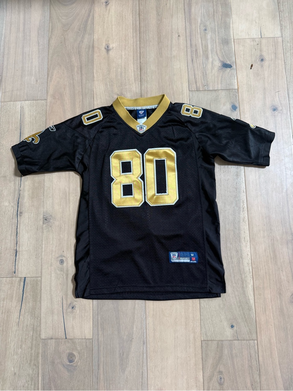 Reebok Kids 12-14 Saints Football Graham Jersey Black and Gold #80